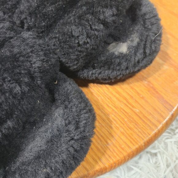 UGG Australia Fluff Yeah Womens Sz 8 Black Sheepskin Elastic Comfy Winter Slides - Picture 6 of 10